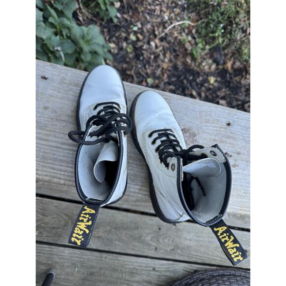 Dr Doc Martens 1460J Combat Boots White Leather Pink Laces Women's Size 5 - Picture 7 of 10